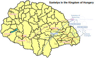 Map of the Székely migrations