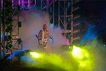 Jeff Jarrett holding a guitar during his entrance at Bound for Glory IV