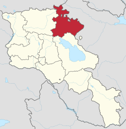 Location of Tavush within Armenia