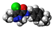 Space-filling model of the tebufenpyrad molecule