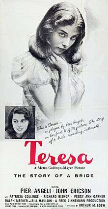 Poster with an illustration of actress Pier Angeli and film details