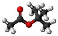Ball-and-stick model of the tert-butyl acetate molecule