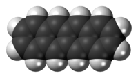 Space-filling model of the tetracene molecule