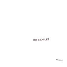 A mostly plain white album cover, with the words "the Beatles" towards the center and a serial number towards the lower right corner