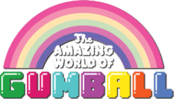 Title of the series illustrated in multicolored text below an illustration of a rainbow