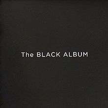 The words "The BLACK ALBUM" in a large, white font against a black background