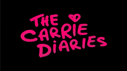 The words "The Carrie Diaries" written against a black written in bright pink letters with a small heart above the letter 'i'