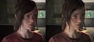 The character of Ellie in the original trailer on the left, and a redesigned version on the right. She has slightly different facial features, skin tone and hair.