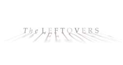 The LEFTOVERS, written in gray letters, lit from behind by a white background, casting forwards a shadow of the letters.