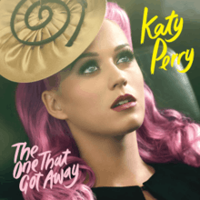 A purple hair woman named "Katy Perry" looking at the sky with disc-shapped hat