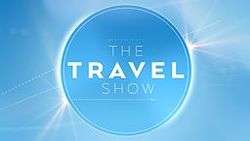 "The Travel Show" lettering within a blue circle