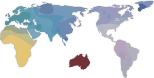 Multi-colored world map