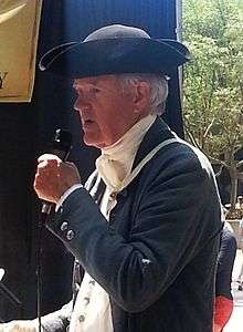 Reenactor Jim Williams portraying Thomas Polk at the 20 May 2014 Mecklenburg Declaration of Independence Commemoration at Founder’s Square, Charlotte, North Carolina.