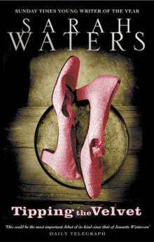 Image of book cover, mostly black with Sarah Water's name at top and two pink pumps (women's shoes) laying on a wooden surface fading into the black. The title is under the image