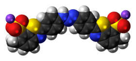 Ball-and-stick model of the titan yellow molecule, sodium salt