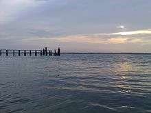 Image of Topsail Island sound side dock at sunset