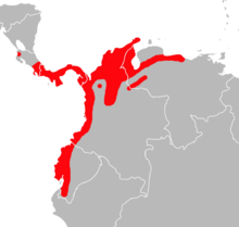 Map of Transandinomys talamancae distribution
