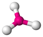 Skeletal model of a trigonal molecule with a central atom (tennessine) symmetrically bonded to three peripheral (fluorine) atoms