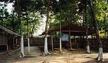 Classrooms made of bamboo in a school