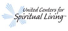 Logo, with blue radiating lines and "United Centers for Spiritual Living" in italics