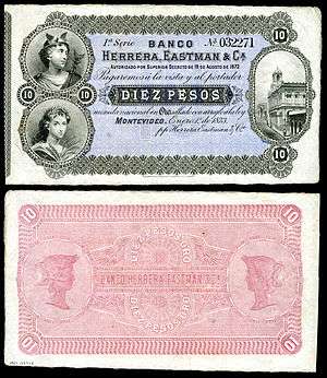 10 peso Uruguay banknote from 1873
