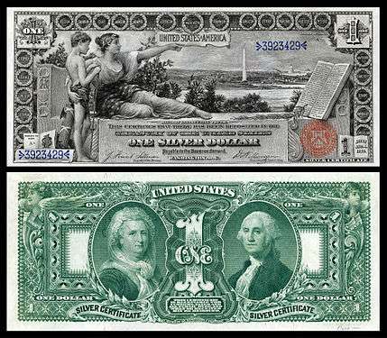 $1 Silver Certificate, Series 1896, Fr.224, depicting allegory entitled "History Instructing Youth"