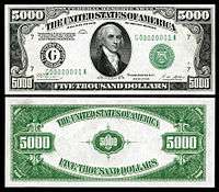 $5,000 Federal Reserve Note, Series 1928, Fr.2220g, depicting James Madison.