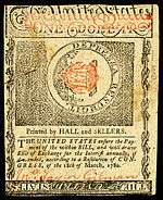 New Hampshire colonial currency, 1 dollar, 1780 (reverse)