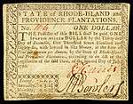 Rhode Island colonial currency, 1 dollar, 1780 (obverse)