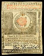 Rhode Island colonial currency, 1 dollar, 1780 (reverse)