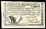 South Carolina colonial currency, 60 dollars, 1779 (obverse)
