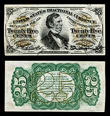 Twenty five-cent third-issue fractional note