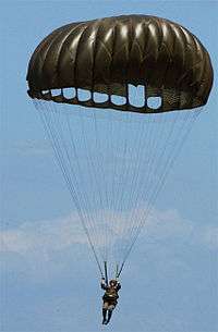 Soldier using a parachute