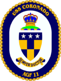 The ship's crest of the USS Coronado (AGF-11)