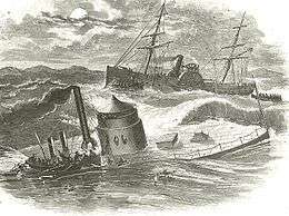 Engraving of the Monitor sinking