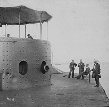 Photograph of USS Monitor after battle