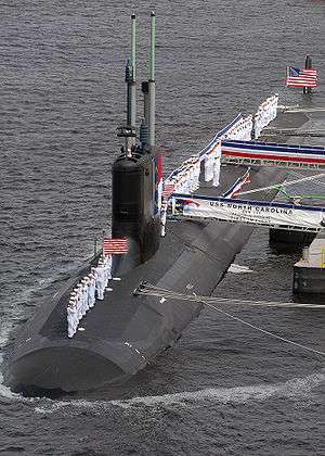 USS North Carolina during her commissioning ceremony