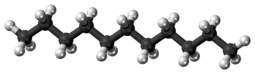 Ball-and-stick model of the undecane molecule