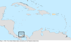 Map of the change to the United States in the Caribbean Sea on May 4, 1904