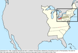 Map of the change to the United States in central North America on December 30, 1782
