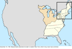 Map of the change to the United States in central North America on December 16, 1786