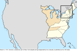 Map of the change to the United States in central North America on March 4, 1791