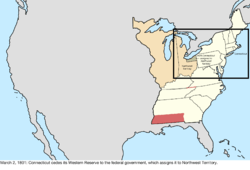 Map of the change to the United States in central North America on March 2, 1801