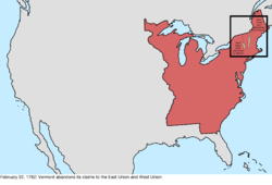 Map of the change to the international disputes involving the United States in central North America on February 22, 1782