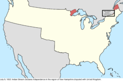 Map of the change to the international disputes involving the United States in central North America on July 9, 1832