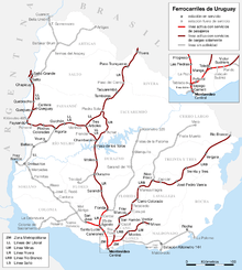 Map of Uruguayan railroads.