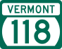 Vermont Route 118 state marker