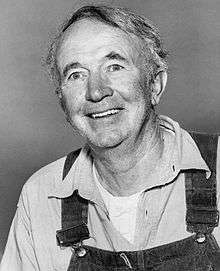 Black and white publicity photo of Walter Brennan promoting the television series The Real McCoys in 1958.