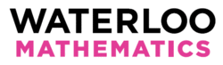 The word 'Waterloo' in large black block letters above the word 'Mathematics' in smaller pink block letters.