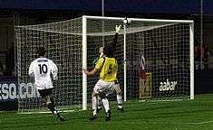 Whalley nearly scores against Harrogate Town
